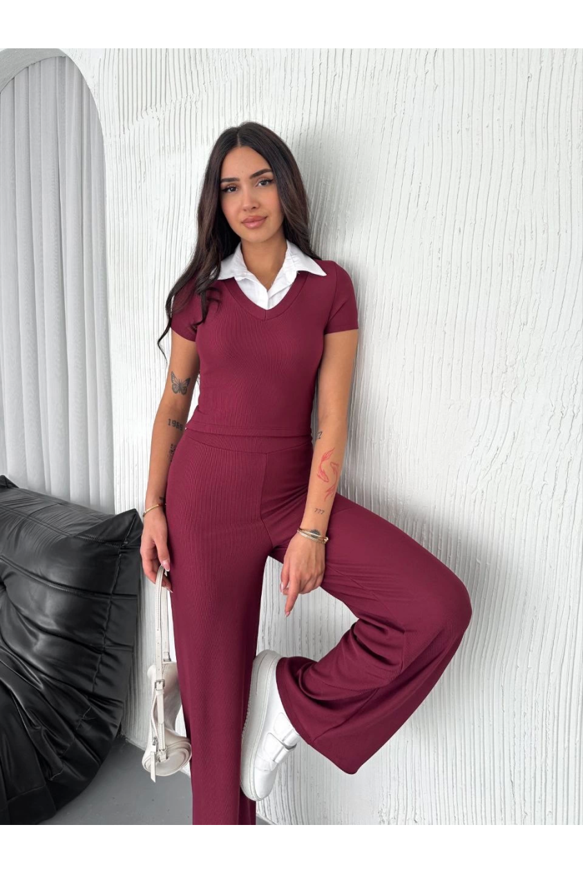 Ottoman kumaş beyaz gömlek yaka takım s4142