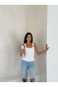 Ottoman toka askılı bluz beyaz s4194