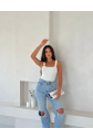 Ottoman toka askılı bluz beyaz s4194