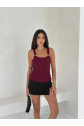 Ottoman toka askılı bluz bordo s4194