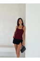 Ottoman toka askılı bluz bordo s4194