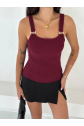 Ottoman toka askılı bluz bordo s4194
