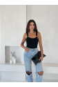 Ottoman toka askılı bluz siyah s4194