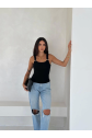 Ottoman toka askılı bluz siyah s4194
