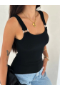 Ottoman toka askılı bluz siyah s4194