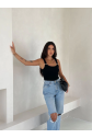 Ottoman toka askılı bluz siyah s4194