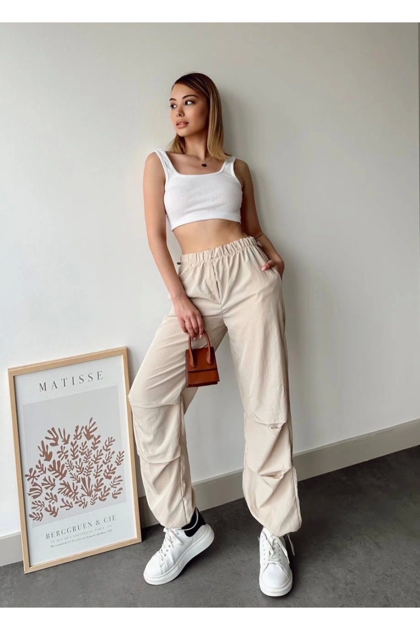 Paraşüt pantolon bej