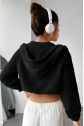 Peluş ceket kapşonlu siyah
