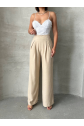 Pileli keten pantolon s255046