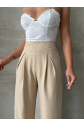 Pileli keten pantolon s255046