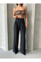 Pileli keten pantolon s255046