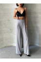 Pileli keten pantolon s255046