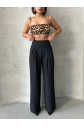 Pileli keten pantolon s255046