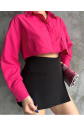 Poplin crop gömlek fuşya s3060