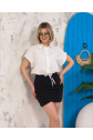 Sıfır kollu bağlamalı crop gömlek beyaz s255359