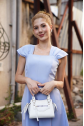 U yaka prenses elbise mavi s255101