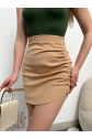 Yanı büzgülü etek camel s24718