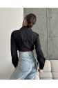 Yanı kemer detaylı crop gömlek siyah s4009