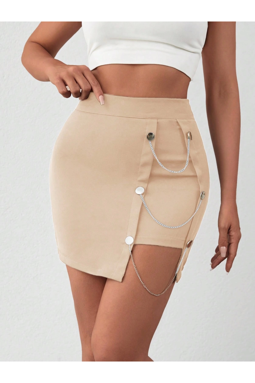 Zincirli mini şortlu etek s241008