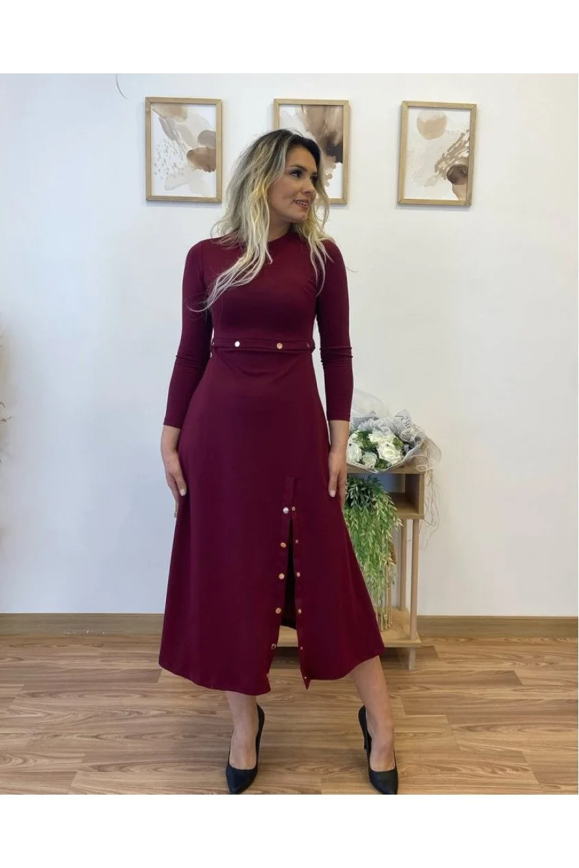 Kadın Uzun Kollu çıtçıtlı Viskon Krop Bluz Ve Yırtmaçlı Etek Istenildiğinde Elbise Olan Ikili Takım