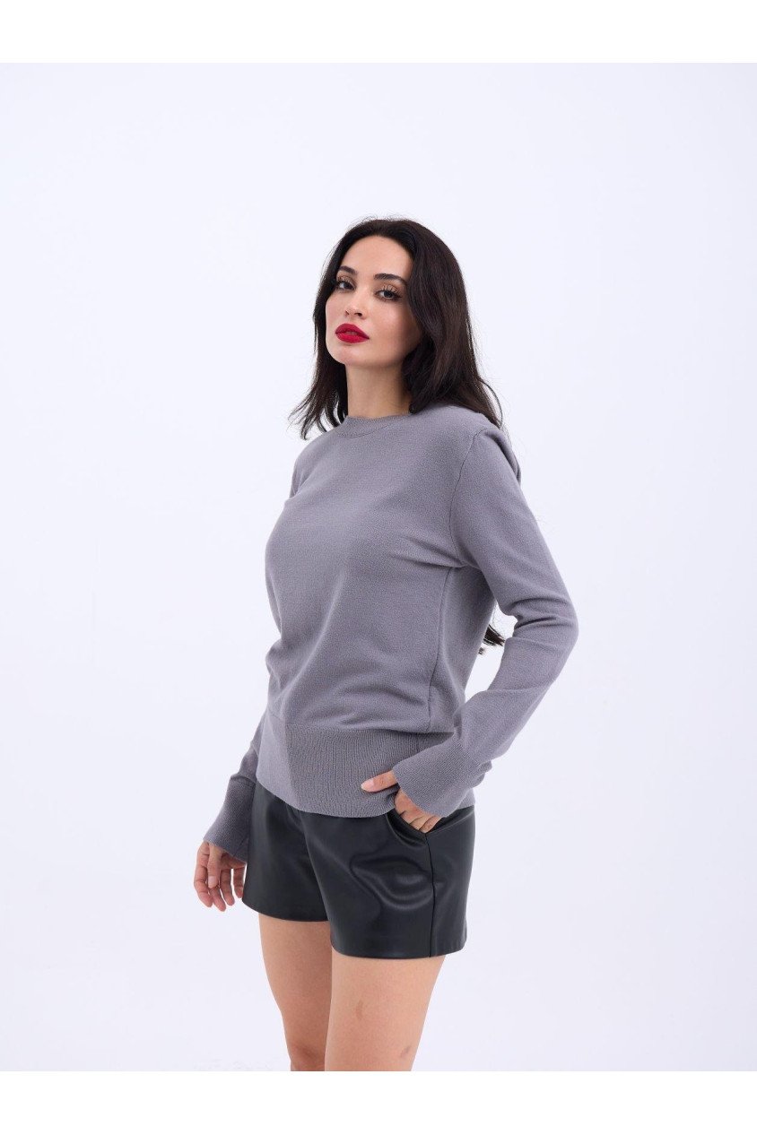4217 TRİKO BASİC KAZAK-GRİ