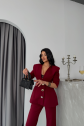 TASARIM CEKET-PANTOLON TAKIM METAL DÜĞME DETAYLI - Bordo