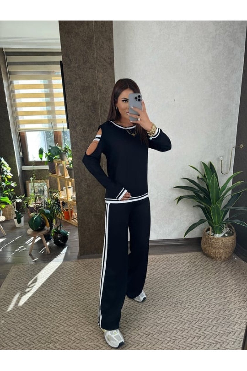 Kadın Iki Iplik Penye Kumaş Kol Detaylı Ribanalı Ikili Takım