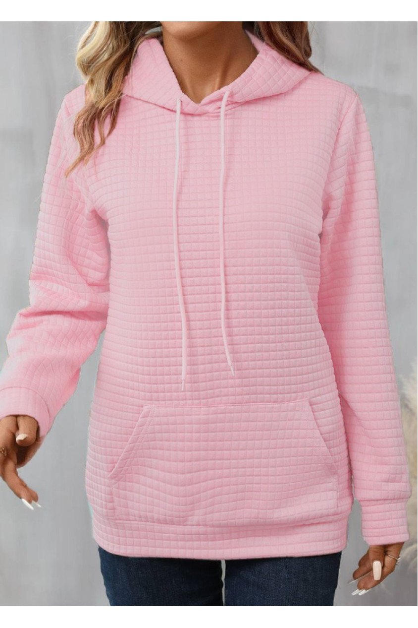 Kadın Uzun Kollu Kapşonlu Bağcıklı Cepli Capitone Sweatshirt