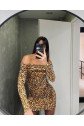 Kadın Madonna Mendil Yaka Leopar Desen Mini Elbise
