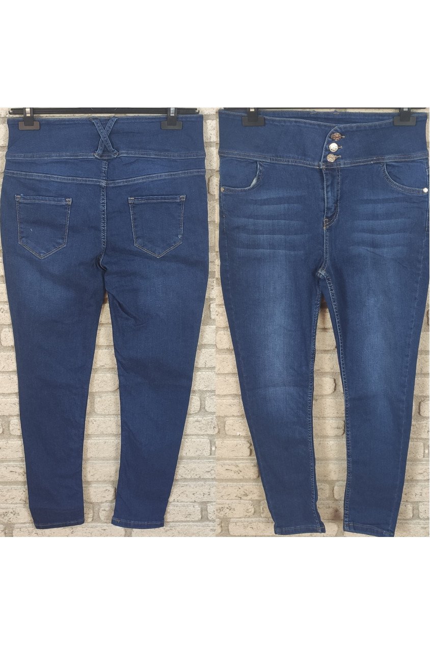 Yüksek Bel Likralı Jean Pantolon 90 Cm