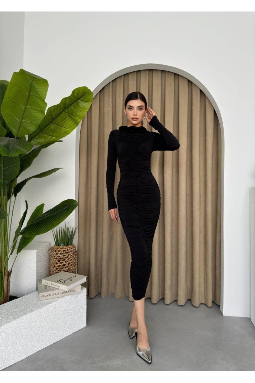 Carlis Gül Yaka Elbise