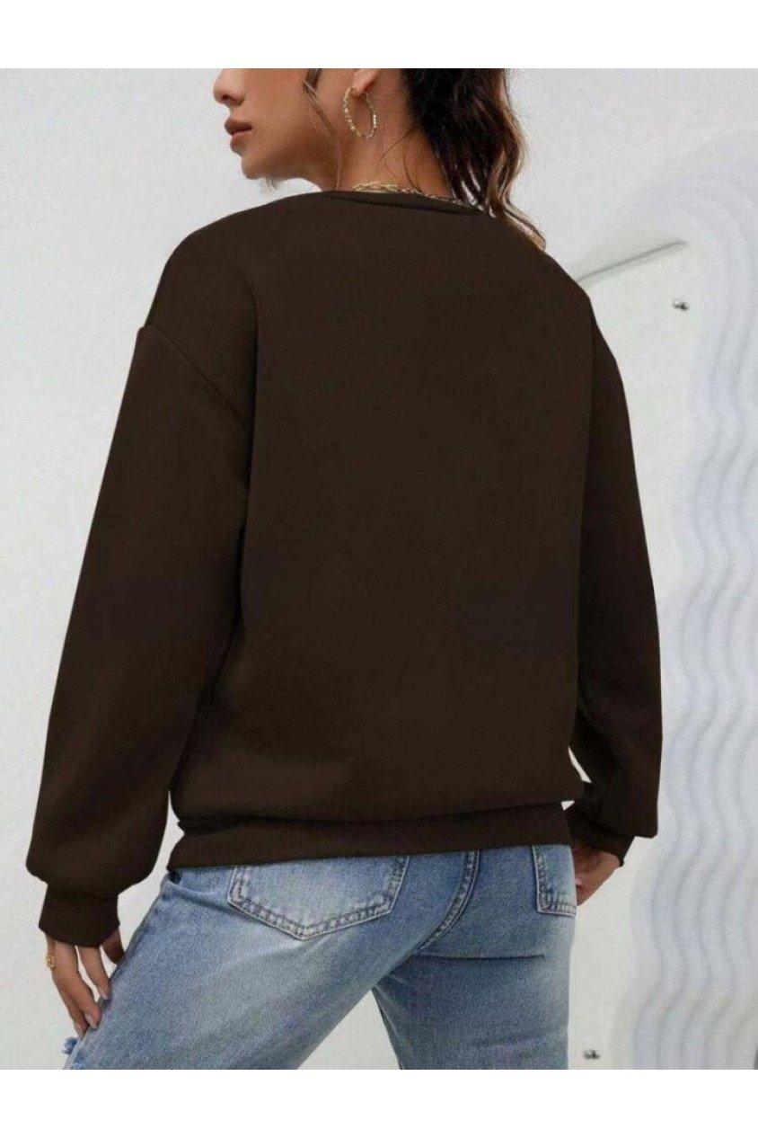 Kadın Uzun Kollu Bisiklet Yaka şardonlu üç Iplik Kumaş Sweat