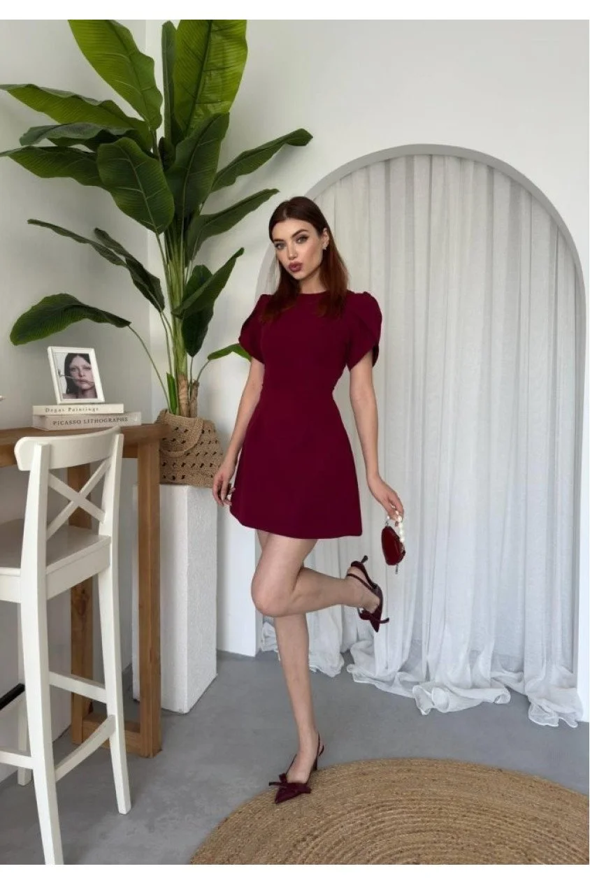 Alka İncili Fiyonk Detay Elbise