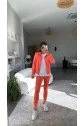 Kadın Uzun Kol Fermuar Detay Ceket Ve Yüksek Bel Toparlayıcı Tayt Ikili Takım