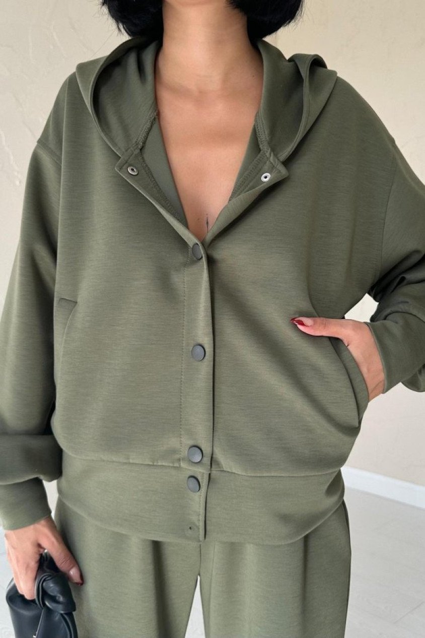 Haki Beli Lastikli Ceket Ve Pantolon Takım