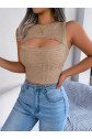 Kadın Askılı Bisiklet Yaka Güpüs Dekolteli Triko Crop Bluz