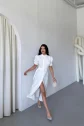 YAKA DÜĞME DETAYLI ELBİSE - Beyaz