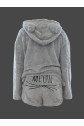 Kadın Uzun Kollu Meow Kedi Nakışlı Kapşonlu Peluş Sweat Ve Short Ikili Takım