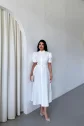 YAKA DÜĞME DETAYLI ELBİSE - Beyaz