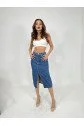 6478 DENİM MIDI SLIT SKIRT-MAVİ