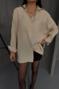 BOYFRİEND GÖMLEK MODAL KUMAŞ OVERSİZE - Bej
