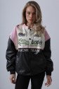 Motorcu Biker Ceket - Siyah-Pembe-Ekru