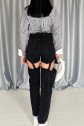 Siyah Askılı İki Parça Jeans Pantolon