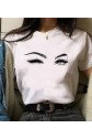Kadın Kısa Kollu Bisiklet Yaka Göz Baskılı Süprem T-shirt