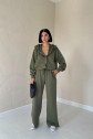 Haki Beli Lastikli Ceket Ve Pantolon Takım