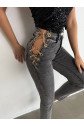 Kadın Yandan Zincir Ve Kuş Gözü Detaylı Jean Kot Pantolon