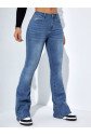 Kadın Yüksek Bel Cepli İspanyol Paçalı Kot Jeans Pantolon