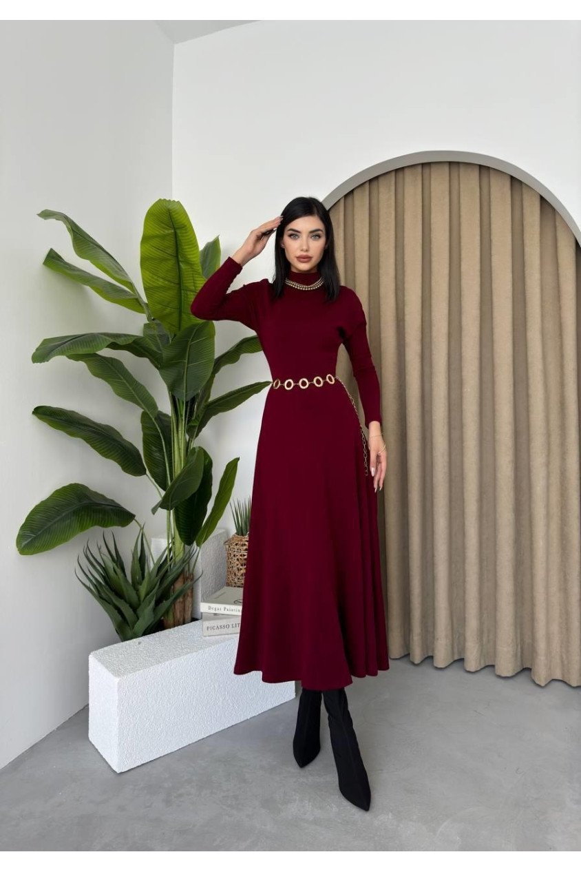 Dina Boğazlı Midi Elbise