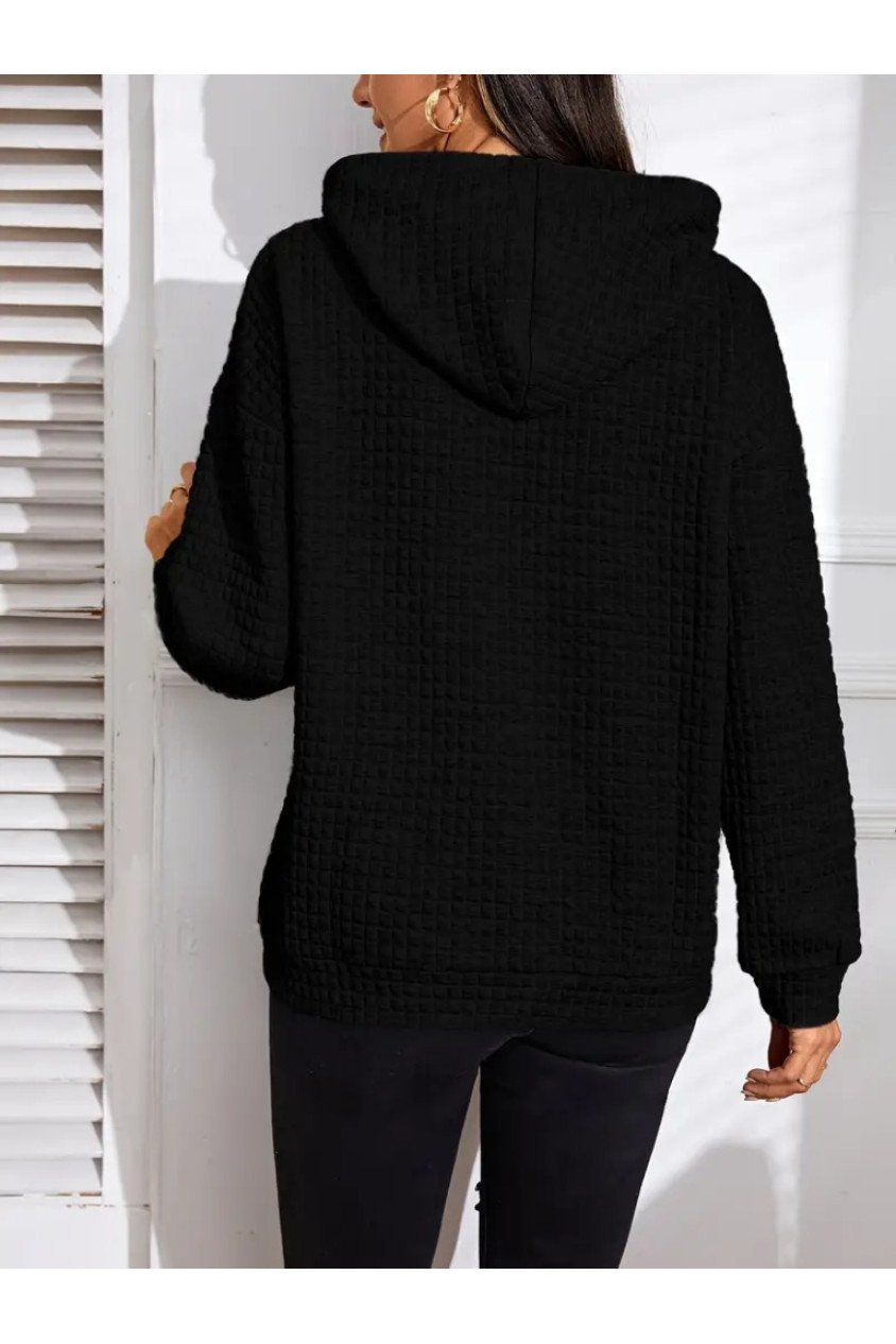 Kadın Uzun Kollu Kapşonlu Bağcıklı Cepli Capitone Sweatshirt