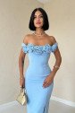 Bebe Mavi Madonna Yaka Güllü Elbise